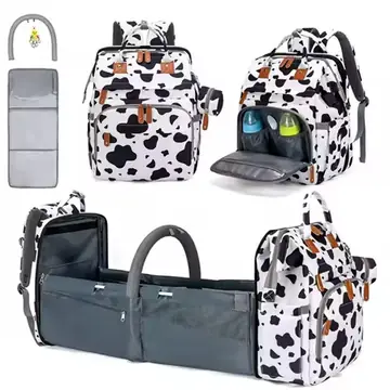 KABAQOO Diaper Bag Backpack with Detachable Changing Station, Large Capacity Baby Diaper Bags for Boys & Girls, Baby Registry Search Stuff & Shower Gifts, Newborn Essentials Must Haves, Cow