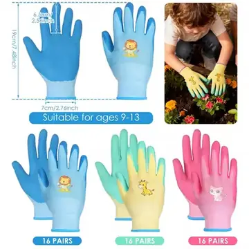 Kids Durable Waterproof Garden Work Gloves Non-Slip Children Safety Yard Work Gloves Portable Garden Supplies Gardening Gloves