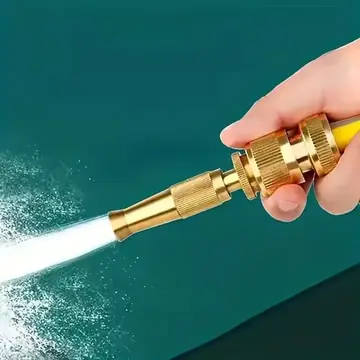 1pc Quick-Connect Hose Nozzle with Adjustable Spray - Heavy-Duty Brass Construction, Compatible with Garden Hose, Car Wash