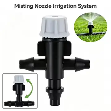 Garden Misting Nozzle 4/7mm Tee Connector Drip Irrigation Sprinkler Removable Cleanable Atomizing Spray Head for Greenhouse Yard
