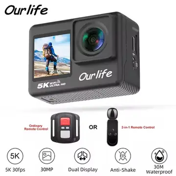 Ourlife 5K30FPS Action Camera 2.0'' Touch LCD 170° DVR 30M Waterproof Remote Control 5X Zoom Helmet WiFi 4K60FPS Sport Camera