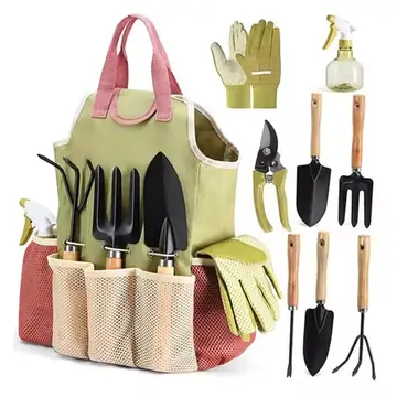 9-piece Complete Garden Tools Set with Storage Bags Outdoor Lightweight Portable Ergonomic Combination Complete Gardening Tool