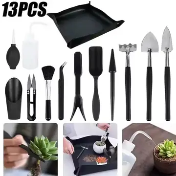 Mini Succulent Plant Care Tools Set - 16Pcs Hand Transplanting Supplies for Indoor Outdoor Bonsai & Flowers
