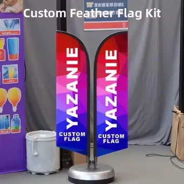Custom Feather Flag with Pole Kit Cross Base Ground Spike Water Bag Carry Bag Advertising Beach Flag for Outdoor Business Events