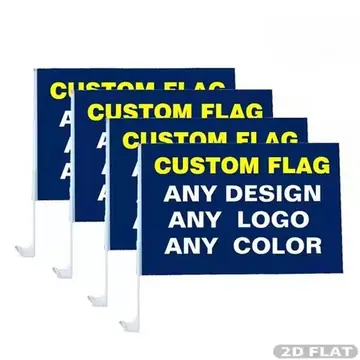 4pcs 2D FLAT Custom Polyester 30x45cm Car Flags with Plastic Flagpole, Multipurpose Window Polyester Flag Banner for Car Decor