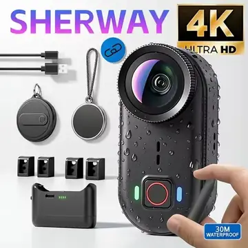 4K HD Mini Action Camera 6-axis EIS 64G Internal Memory Bodycam Waterproof Thumb Camera Magnetic Sport Video Recording Moto Vlog
