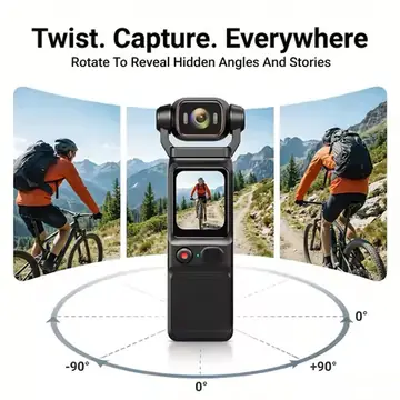 4K Ultra HD Action Camera True EIS Anti-Shake Touch Screen 180° Rotating Lens Vlog Cam Video Recorder Night Vision Waterproof