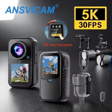 5K Thumb Action Camera 4K 60FPS Touch Screen Mini Waterproof Bodycam 6-Axis Stabilization Magnetic Motorcycle Sports Camera