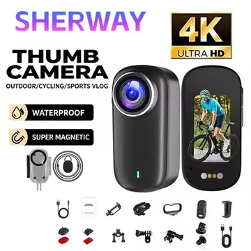 4K Mini Thumb Sports Camera Magnetic Pocket Action Pet Camera Wearable Bodycam Miniature Waterproof Motorcycle Helmet Camcorder