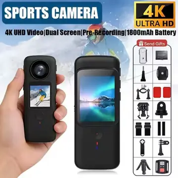 4K HD Portable Action Camera WiFi Dual Screen 30m Waterproof Touch Screen Sport Camera Travel Vlog Video Recorder Diving Bodycam