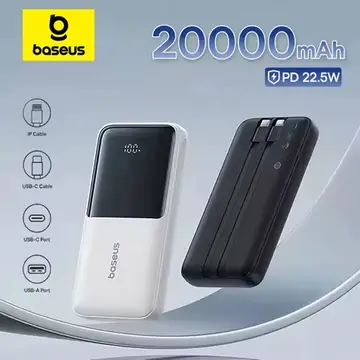 Baseus Power Bank 20000mAh PD 22.5W Fast Charging Phone External Battery Powerbank Charger for Xiaomi Poco iPhone Samsung iPad