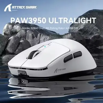 Attack Shark R6 Lightweight Wireless Gaming Mouse, PAW 3950Max Sensor Computer Mouse with Nordic 52480, 8KHz Polling