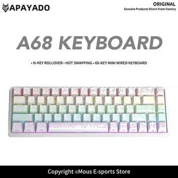 APAYADO A68 Wired Mechanical Keyboard Hot Swappable RGB 68 Keys Compact Keyboard Blue Red Switch Optional for Gaming Office