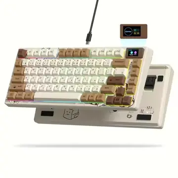 Womier S-K80 75% Coffee Cat Keyboard with OLED Display Mechanical Gaming Keyboard Hot Swap Keyboard Gasket RGB Custom Keyboard