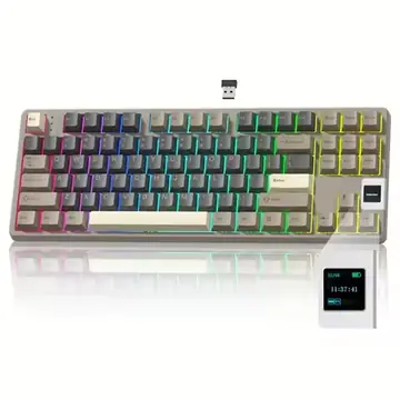 Womier QK87 Retro TKL QMK/VIA Wireless Mechanical Keyboard OLED Display Knob 3-Mode Gasket RGB Hot Sawp Gamer Keyboard for PC