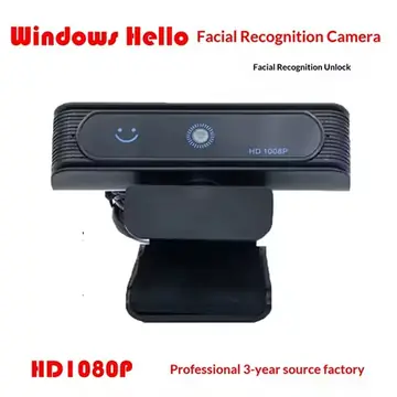 Windows Hello Face Recognition Webcam, 1080P USB IR Camera for Win11/10, Plug & Play, with Mic, Privacy Shutter, Monitor Mount