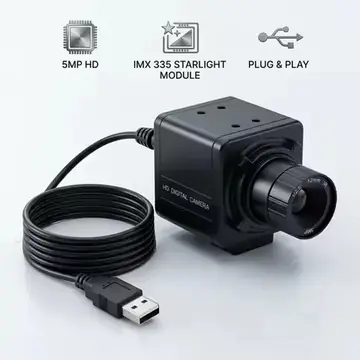 USB Industrial Camera 5MP/1080P IMX335 30fps UVC OTG Mini Webcam 2.8/4/6/8/12/16/25mm CS Lens for Machine Vision Recognition