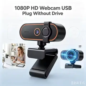 1080P HD PC Webcam with Privacy Cover Tripod Mount Hole Camera for Video Calling Online Meeting Live Streaming Home Office Use