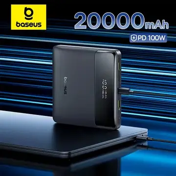 Baseus 100W Power Bank 20000mAh Capacity PD Fast Charging Battery Charger Powerbank For Laptops MacBook iPhone Samsung Xiaomi