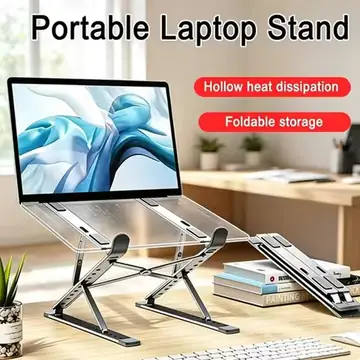 Aluminum Alloy Notebook Stand Multi-Angle Adjustable Height Anti-Slip Foldable Portable Stand Suitable for Laptops Tablets