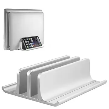 Aluminium Alloy Vertical Laptop Stand for Desk, Dual Slots Laptop Holder For Macbook Samsung notebook iPad 0.6-1.2inch width