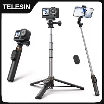 TELESIN Remote Control Wireless Bluetooth Selfie Stick Tripod For DJI OSMO Action 4 5pro 6 360 Gopro 9 10 11 12 13 Smartphone