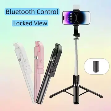 Portable Selfie Stick Tripod With Adjustable Fill Light Bluetooth Remote For iPhone