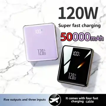 20000mAh Mini ultra-thin mobile power bank with built-in 4 cable, large capacity and ultra fast charging suitable for iPhone