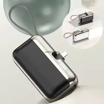 20000mAh Mini Capsule Power Bank 22.5W 20W Fast Charging Built-in Plug Cable Portable External Battery Charger For iPhone Xiaomi
