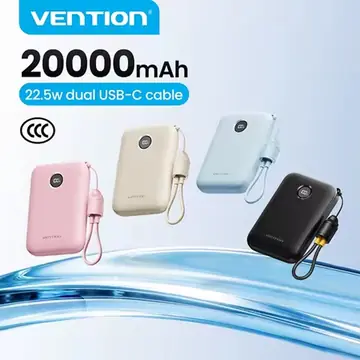 [KC Certification][CCC Certification] Vention 20000mAh 22.5W Power Bank Mini Fast Charging Detachable Lanyard Charger for iPhone