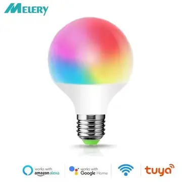 Melery Wifi Smart E27 LED Light Bulb G95 12W Equivalen 100-240V Warm Cool White RGB Colour Changing Spot Lamp Alexa Google Home