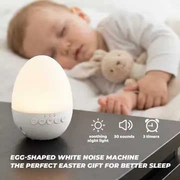 White Noise Machine for Baby with Cry Detection 30 Sounds Night Light Rechargeable Sleep Soother for Nursery Travel Easter Gifts