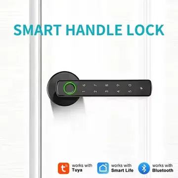 Tuya Bluetooth Fingerprint Electronic Door Handle Lock Smart Lock System Security Protection Smart Home Devices