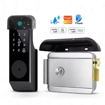 Waterproof Outdoor Smart Door Lock Tuya WiFi Fingerprint Password IC Card TTLock APP Alexa Google Home Entry Electronic Rim Lock