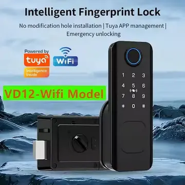 Wifi Fingerprint Waterproof Outdoor Garden Lock Remote Control Support Tuya App Code Keyless Smart Door Lock Electric Rim Lock