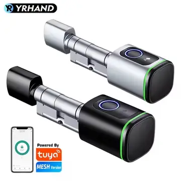 Euro Tuya Smart Fingerprint Electronic Lock with Cylinder Tuya BLE Smart Euro Lock Fechadura APP Remote Control Key Unlock
