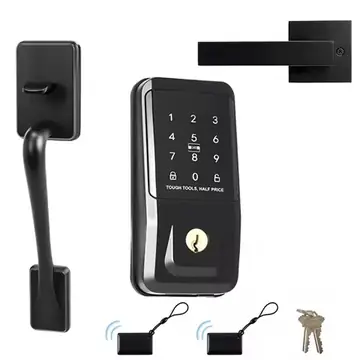 SucceBuy Keyless Entry Door Lock Set Touchpad Deadbolt with IC Card Customizable Codes Auto Lock Anti-Peeking Backlit for Home