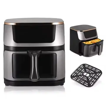 Smart Touch Air Fryer Stainless Steel Visible Large Capacity Electric Oven Touch Screen Multifunctional Electric Fryer EU Plug