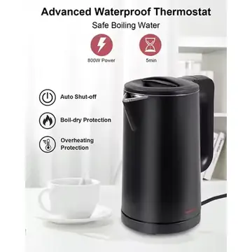 2026 New Upgrade 0.8L Electric Kettle Stainless Steel, 800 Watts Small Electric Kettle 27 Ounce Fast Boil Auto Shut-off, Portabl