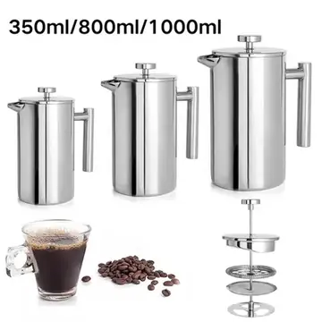 350ml/800ml/1000ml Coffee Maker Pot French Press Coffee Maker Stainless Steel Double Walled Insulated Coffee Maker Pot