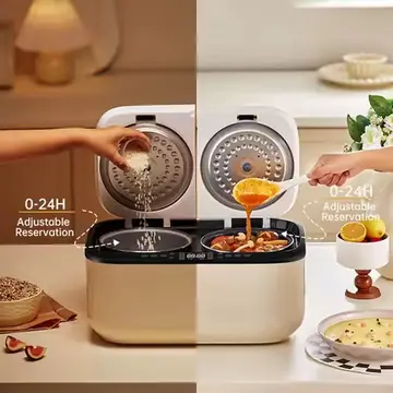 800W Rice Cooker Smart Temperature Control Multicooker Double Pot Electric cooker 24H Timer Auto Keep Warm Non-Stick Coating