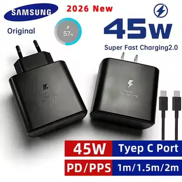 Original SAMSUNG Usb C 45W Charger Fast Charging PD Cargador 25W Galaxy S26 S25 FE S24 Ultra S22+ S23 A36 A56 A54 M56 Z Fold 8 7