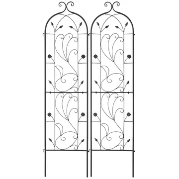 2 Packs Metal Garden Trellis For Climbing Plant Support 60x15 In Rustproof