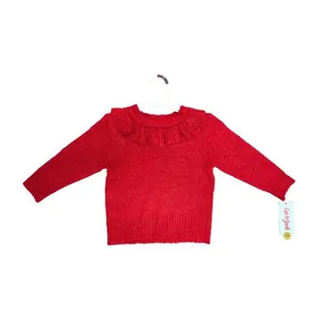 12 pieces Cat & Jack 2t Toddler Ruffle Collar Sweater In Red - Baby Apparel
