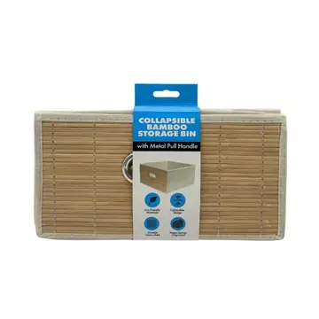 12 pieces Foldable Storage Bin With Bamboo Front And Handle Organizer Box - Storage & Organization