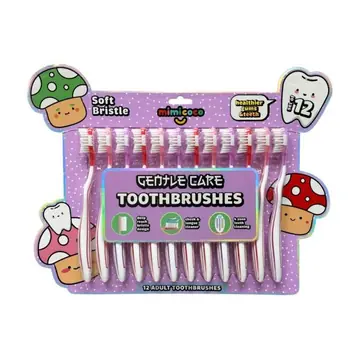 Mimicoco 12 -Count Mushroom Gentle Care Adult Toothbrushes