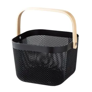 Plastic Basket W/ Handle Square Asst. Color