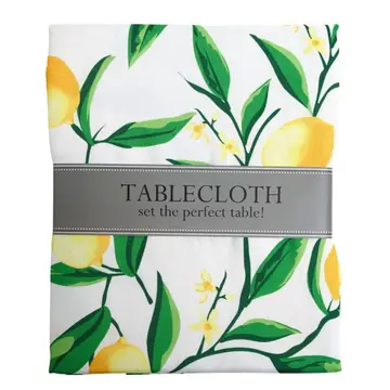Tablecloth 60in W/zipper Lemon Bliss Pring Indoor/outdoor Water/stain Resistant 100%polyester