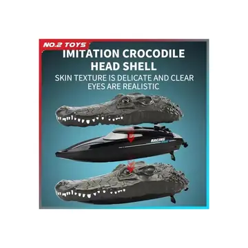 2.4G Remote Control Floating Crocodile Boat Outdoor Toys for Boy Kids Simulation Crocodile Heads RC Ship Boat Children' Toy Gift