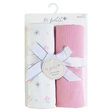 2-Pack Swaddle Blankets - Pink Floral
